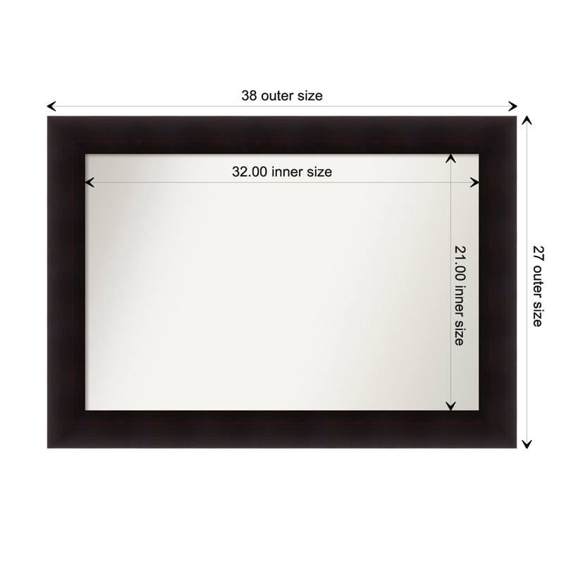 Portico Espresso Framed Non-Beveled Custom Wall Mirror, Bathroom Vanity Mirror - Outer Size: 37.75 x 26.75