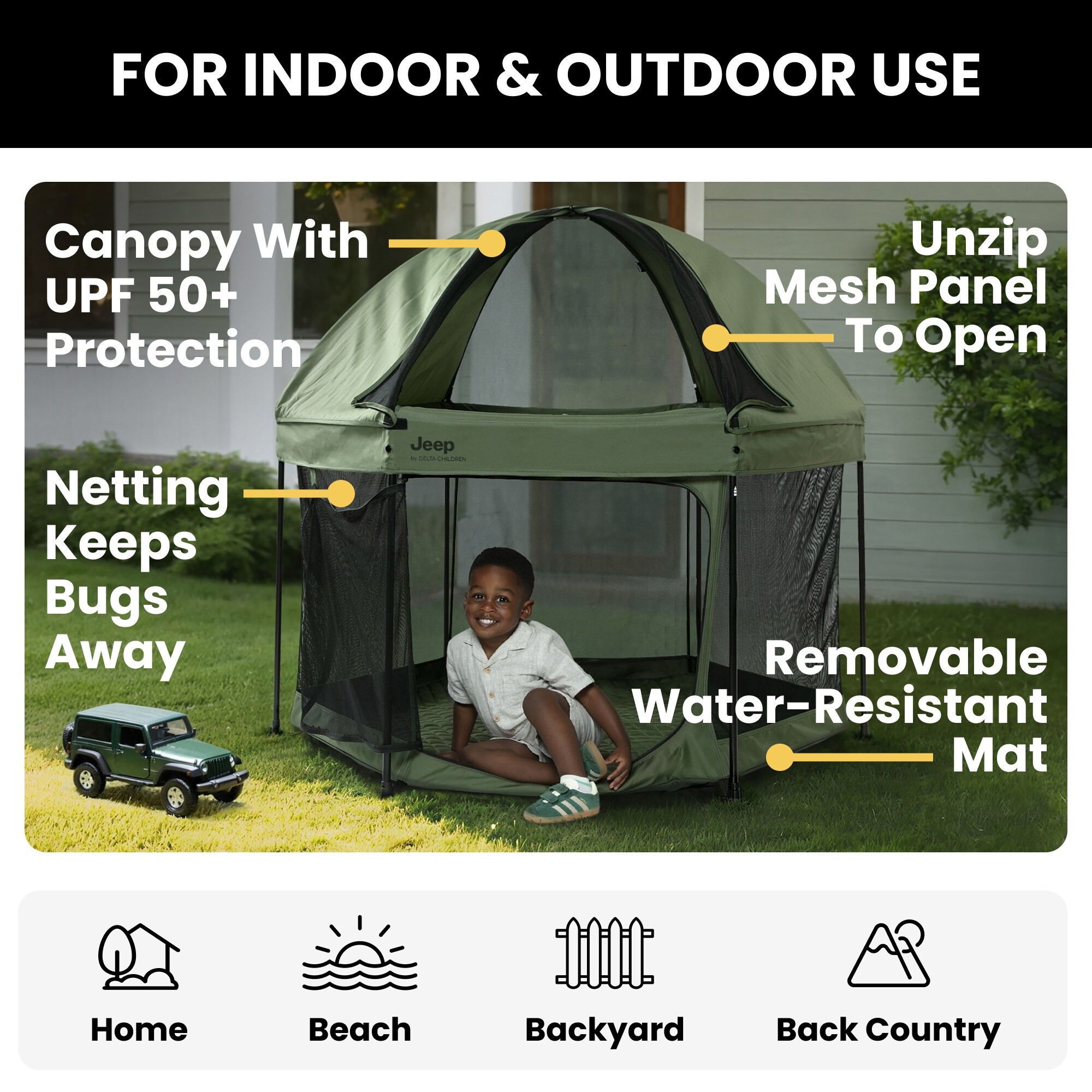 Hexagon Pop Up Play Yard with Removable Canopy - Bed Bath & Beyond