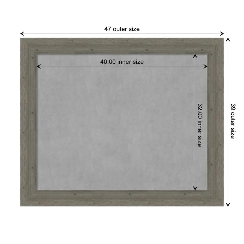 Amanti Art Fencepost Grey Framed Magnetic Board - Board Size 40x32