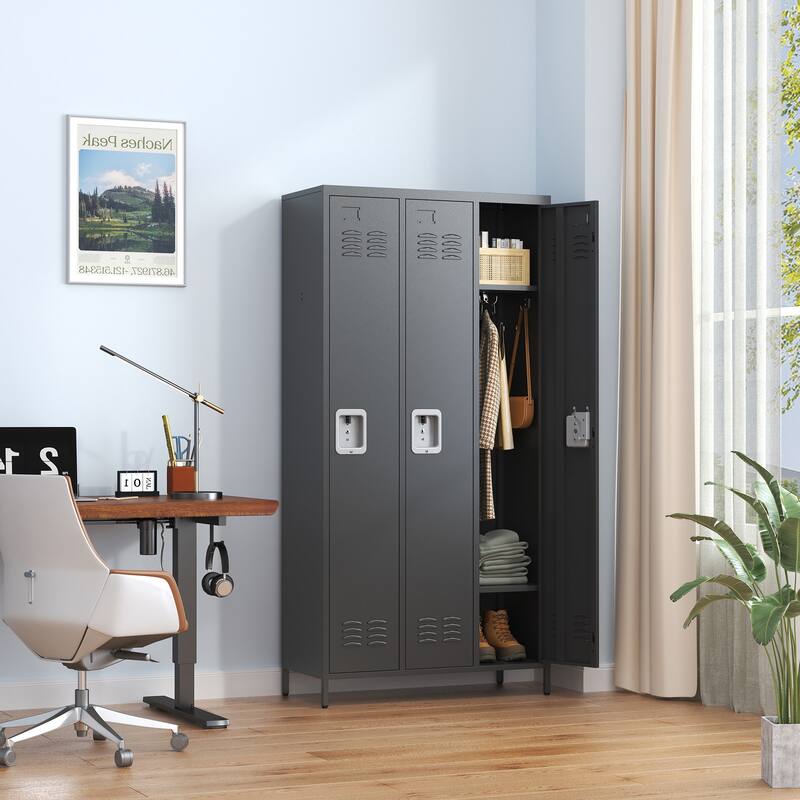 3 Door 72"H Metal Lockers With Lock