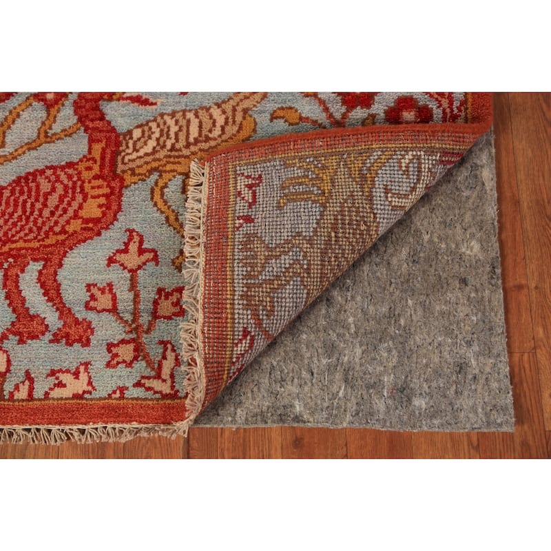 Animals Design Blue Ziegler Indian Runner Rug Hand-Knotted Wool Carpet - 2'6"x 7'11"