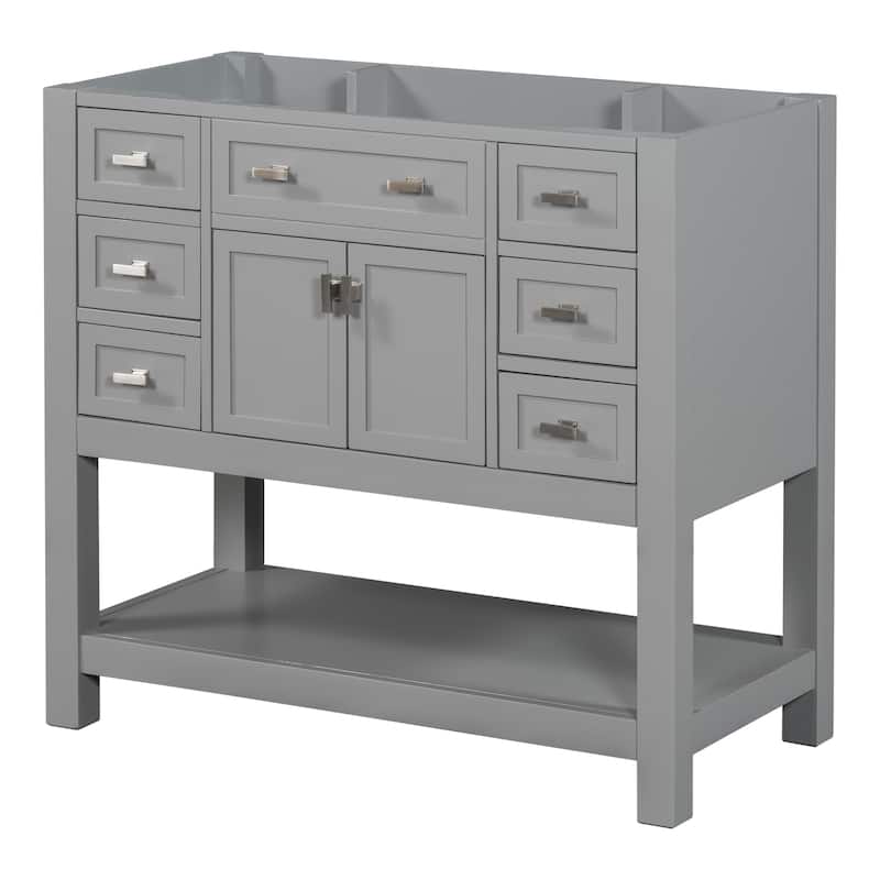 Modern Bathroom Vanity Base with 2 Soft Closing Doors and 6 Drawers (NOT INCLUDE SINK)