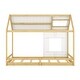 preview thumbnail 5 of 7, White+Natural Whimsical Pine Wood Twin House Bed with Roof and Window