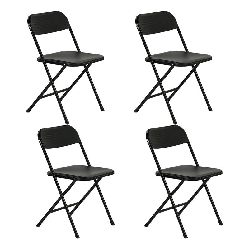 HOMYLIN Folding Chair Set with Metal Frame for Indoor/Outdoor Seating - Black