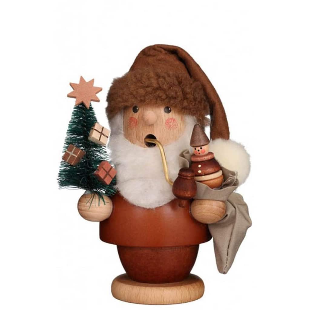5.5" Brown and Beige "Little Santa Holding An Elf And Christmas Tree" Incense Burner