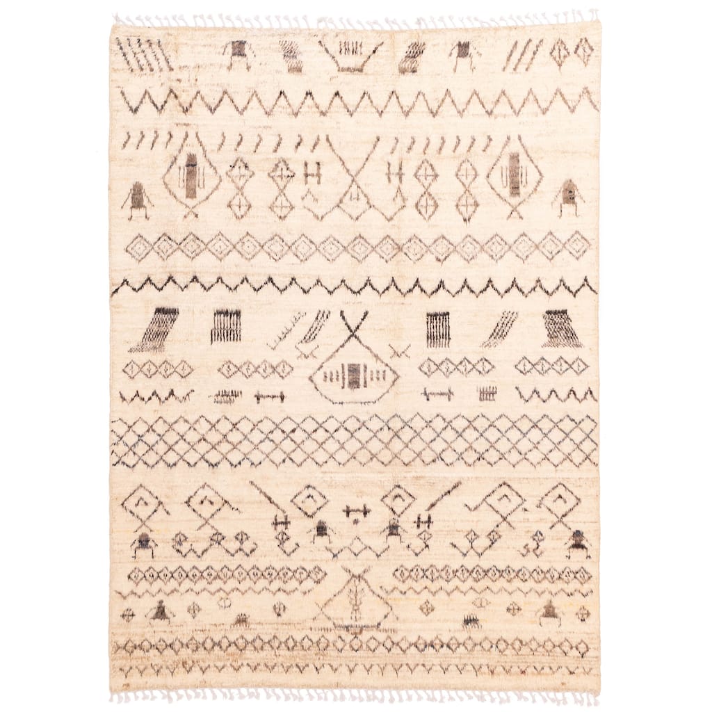 ECARPETGALLERY Hand-knotted Pak Finest Marrakesh Beige Wool Rug - 5'11 x 7'9