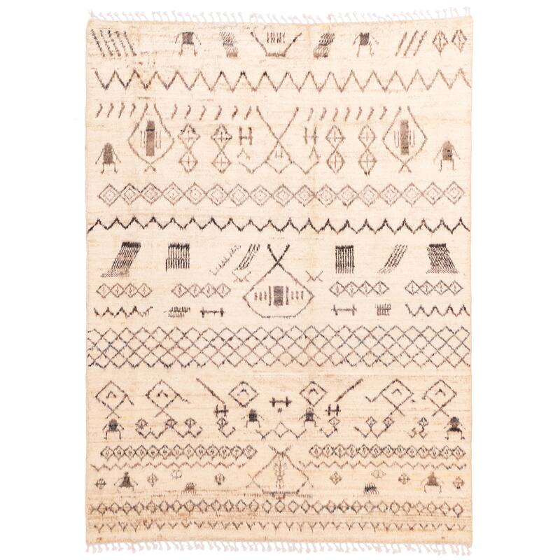 ECARPETGALLERY Hand-knotted Pak Finest Marrakesh Beige Wool Rug - 5'11 x 7'9