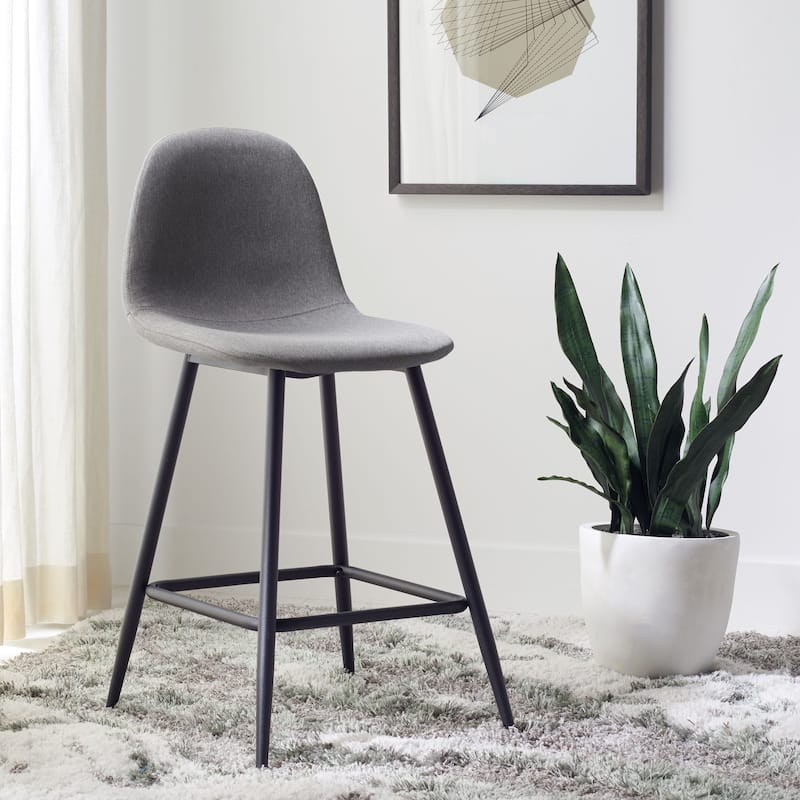 SAFAVIEH Almedia Modern 23-inch Counter Stool - 19.3" W x 16.5" L x 23" H - 19Wx17Dx35H - Dark Grey/Black