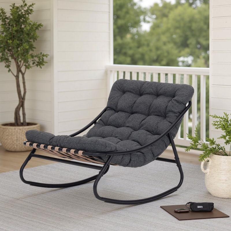 Modern Indoor Outdoor Rocking Chair with Cushion