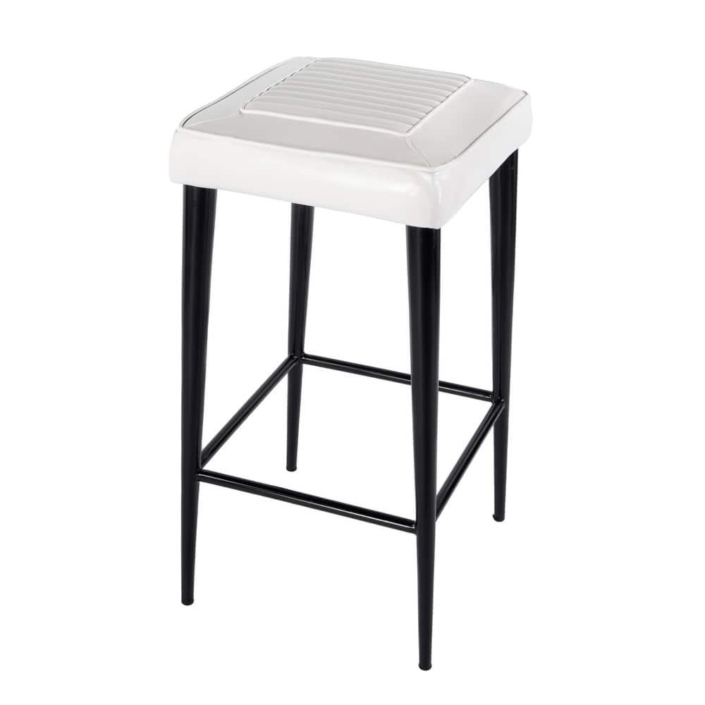 Maxwell 32"H Seat Leather and Metal Square Bar Stool