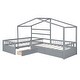 preview thumbnail 4 of 9, Twin Size L-Shaped House Platform Kids Bed Frame with Three Storage Drawers for SSpace-Saving and Comfort, Easy Assembly, Grey