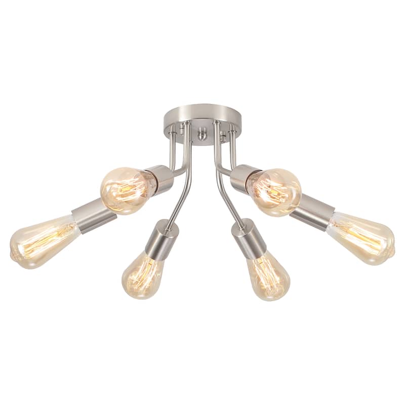 6-Light Modern Sputnik Light Fixture Semi Flush Mount Ceiling Lighting - 14.76' W