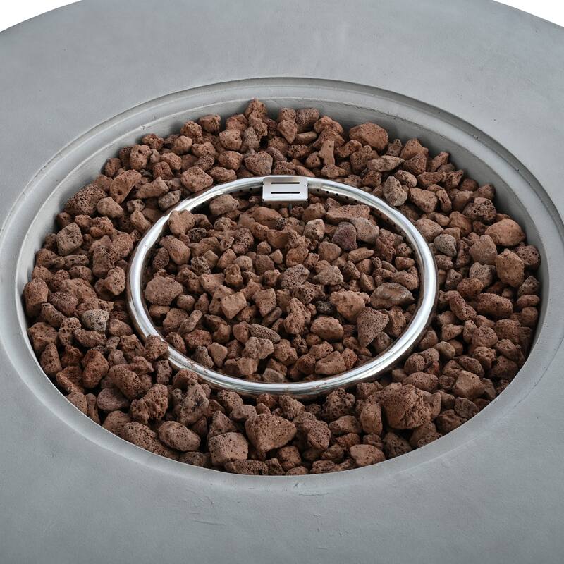 38.2" Round Outdoor Propane Fire Pit, Outside Fire Pit Table with 50000 BTU, Steel Burner, Lava Rocks, Waterproof Cover