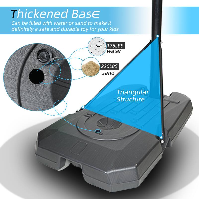 Portable Basketball Hoop Backboard System Stand Height Adjustable 6.6ft - 10ft with 44 Inch Backboard and Wheels