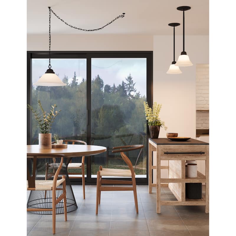 Design House 514513 Millbridge Traditional 1-Light Indoor Dimmable Mini Pendant with Alabaster Glass Shade - Oil Rubbed Bronze