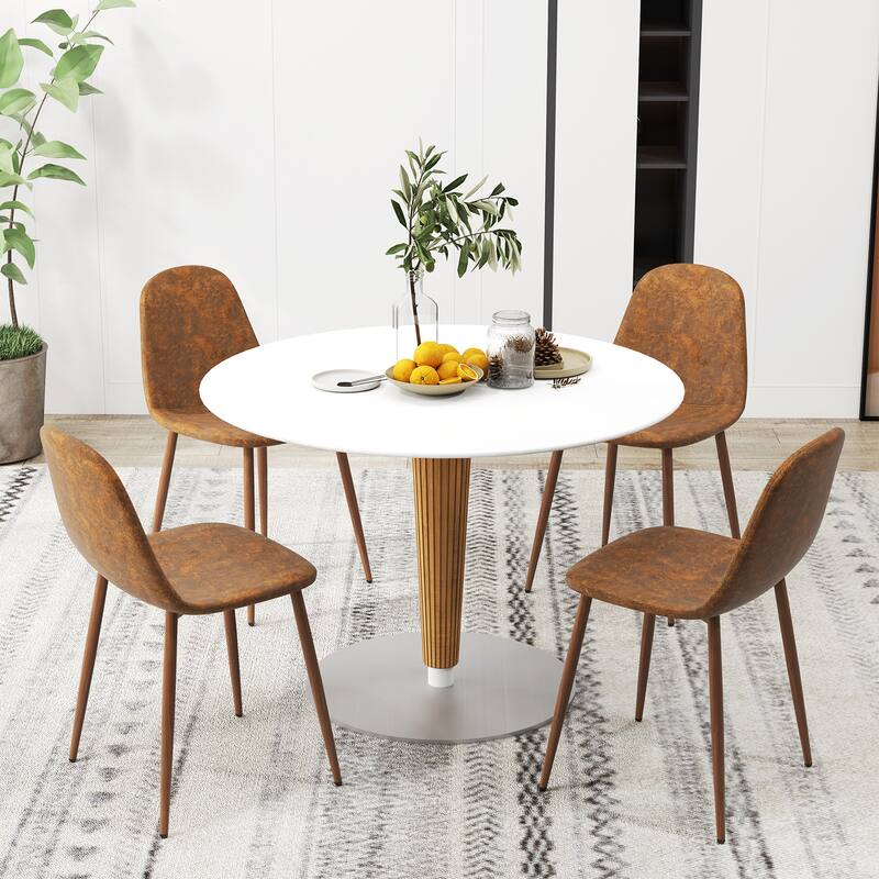 Gymax Dining Chair Set of 4 Faux PU Leather Upholstered Kitchen Chairs