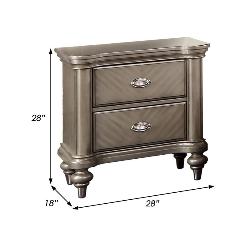 Brown 2 Drawer 18 in. W Nightstand with Sturdy Hardware and Ample Storage