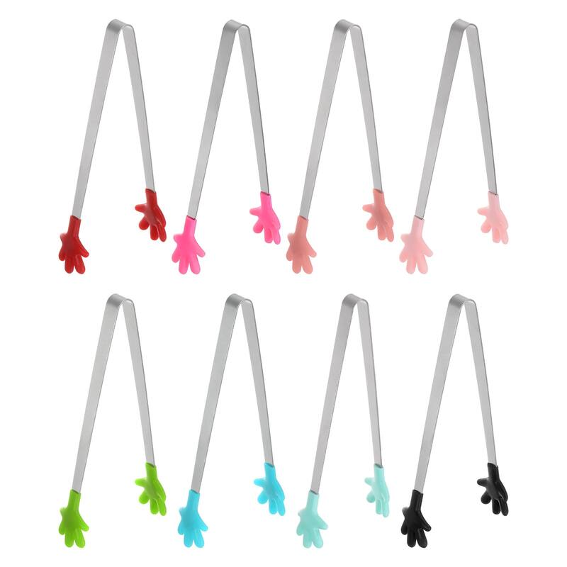Mini Food Tongs Cute Hand Shape Stainless Steel 8 Colors