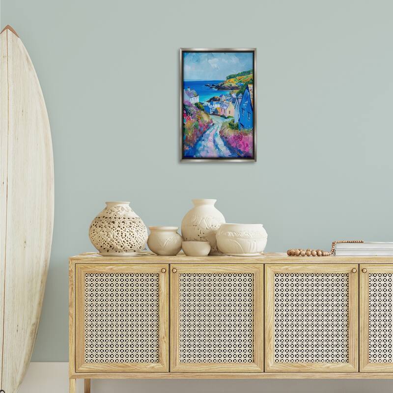 Stupell Seaside Town Overlook Framed Floater Canvas Wall Art Design By LSR Design Studio