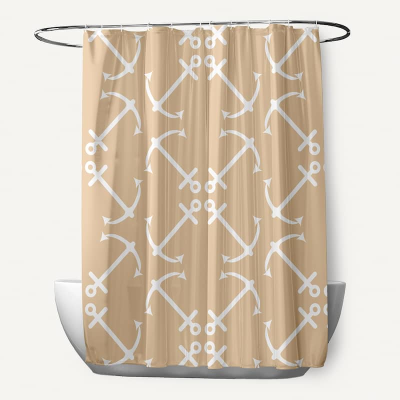 71 x 74-inch Anchor's Up Geometric Print Shower Curtain - Taupe