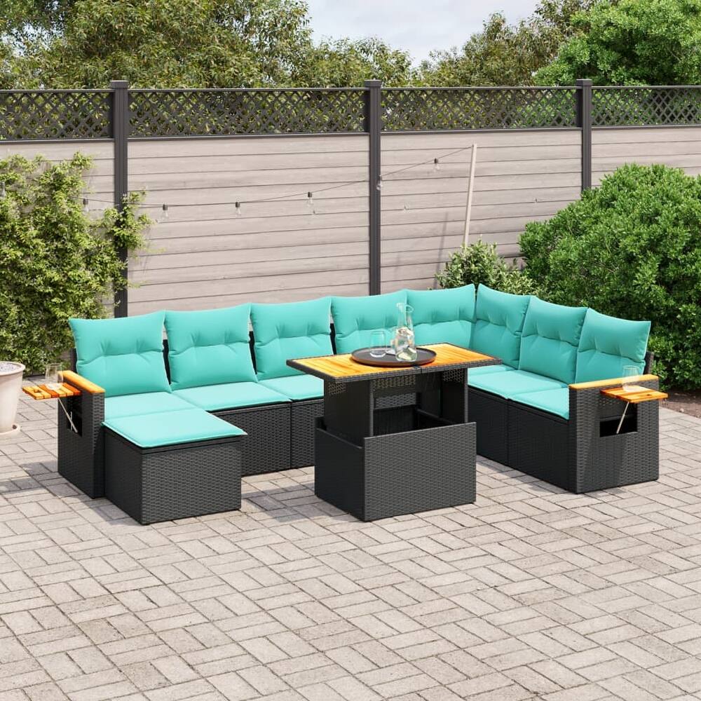 vidaXL Patio Sofa Set with Cushions Outdoor Furniture 9/10 Piece Poly Rattan
