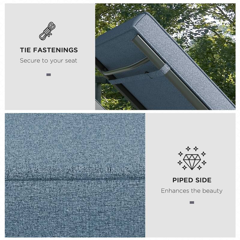 Outsunny 2 Patio Chaise Lounge Chair Cushions with Backrests, Replacement Patio Cushions with Ties for Outdoor Poolside Lounge