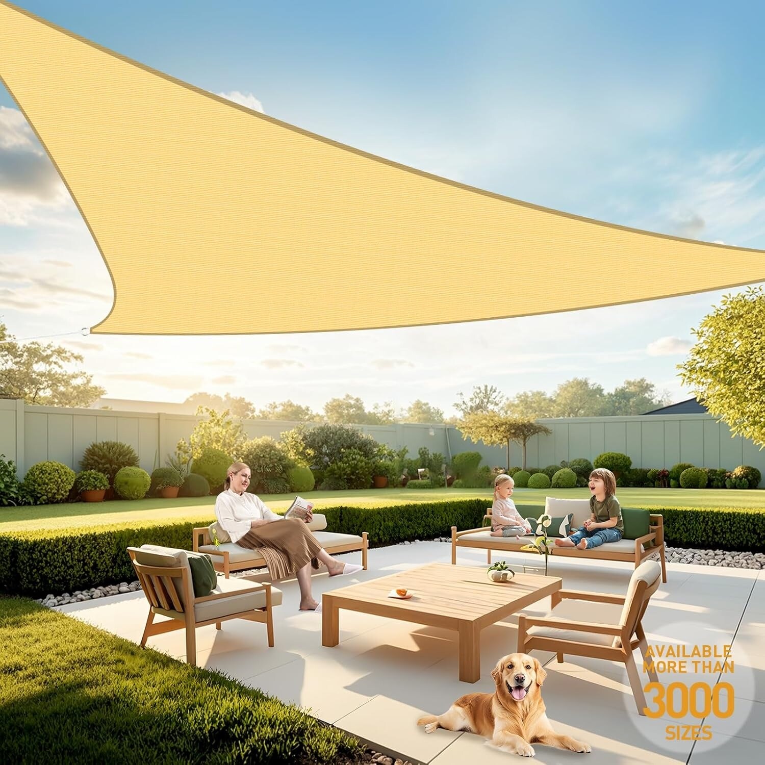 20'X20'X20' Beige Triangle Sun Shade Sail, UV-Resistant & Breathable Outdoor Shade Cloth for Deck, Patio, Backyard