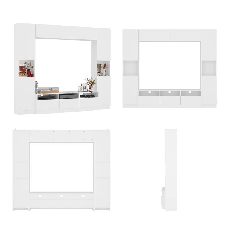 Versatile White Entertainment Center: Stylish, Durable, and Spacious - 94.5"x78.7"