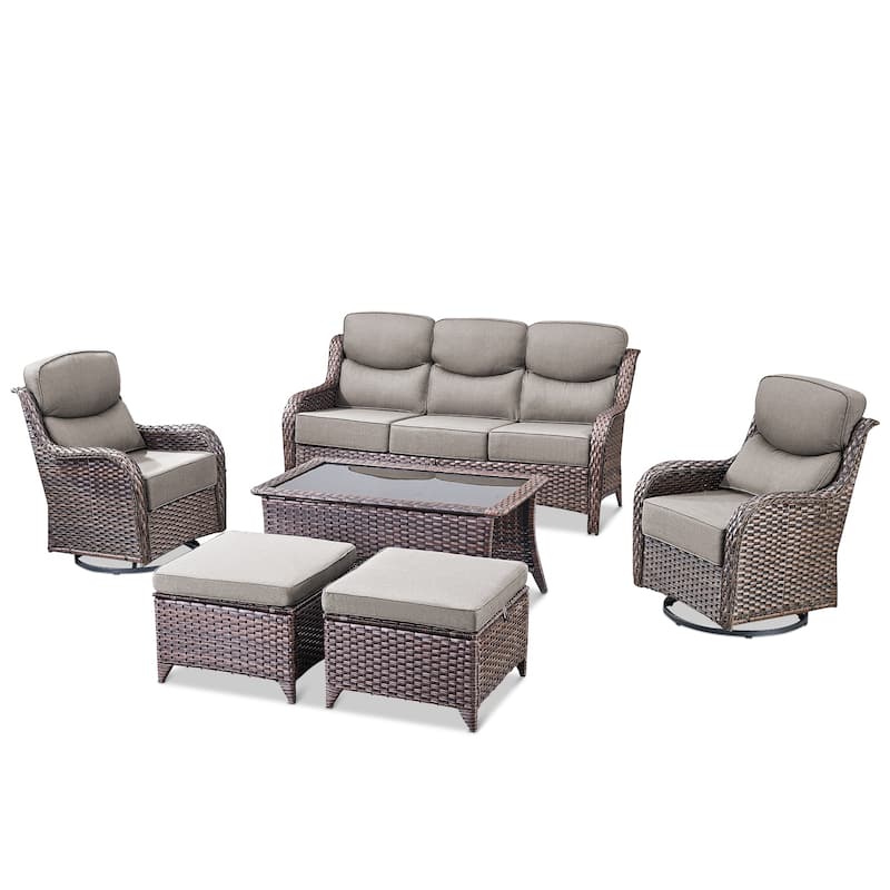 Pocassy Outdoor Patio Furniture Sofa Swivel Chairs Sets