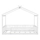 preview thumbnail 10 of 8, White Twin Size Wood House Bed Frame with Roof & Fence