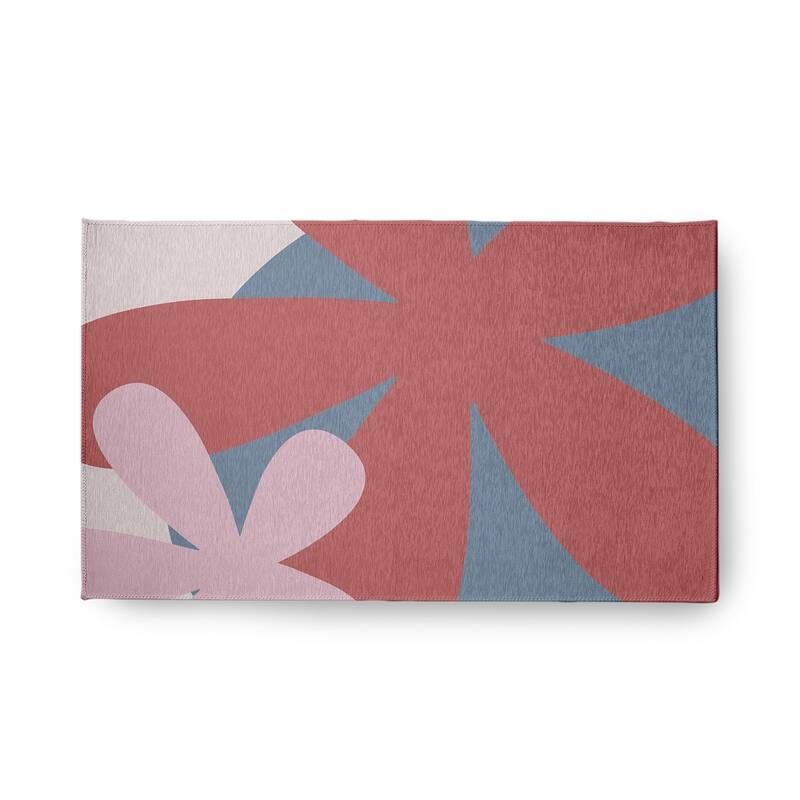 Bold Flowers Modern & Contemporary Chenille Area Rug - Bright Mauve Pink - 18" x 30"
