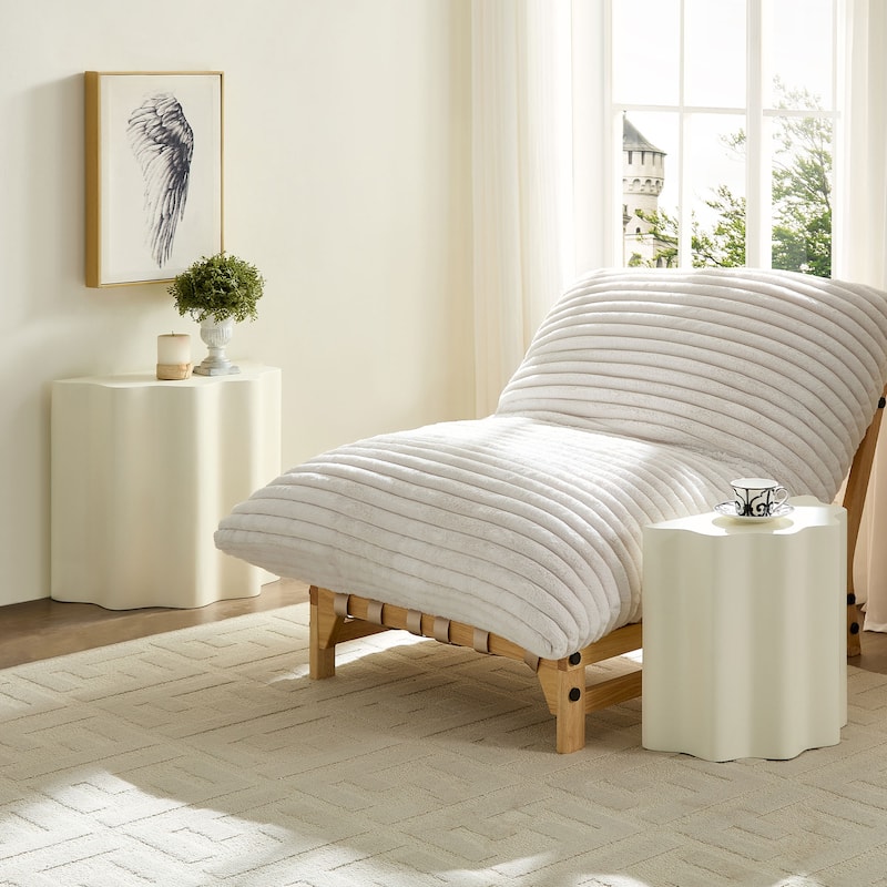 2PCS Set Side Table,Wavy Edges Design Fiberglass Coffee Table for Living Room,Bedroom,Modern Design End Table for Apartment