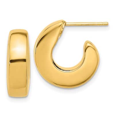 Curata 14k Yellow Gold Polished 17.75x6mm J Hoop Post Earrings