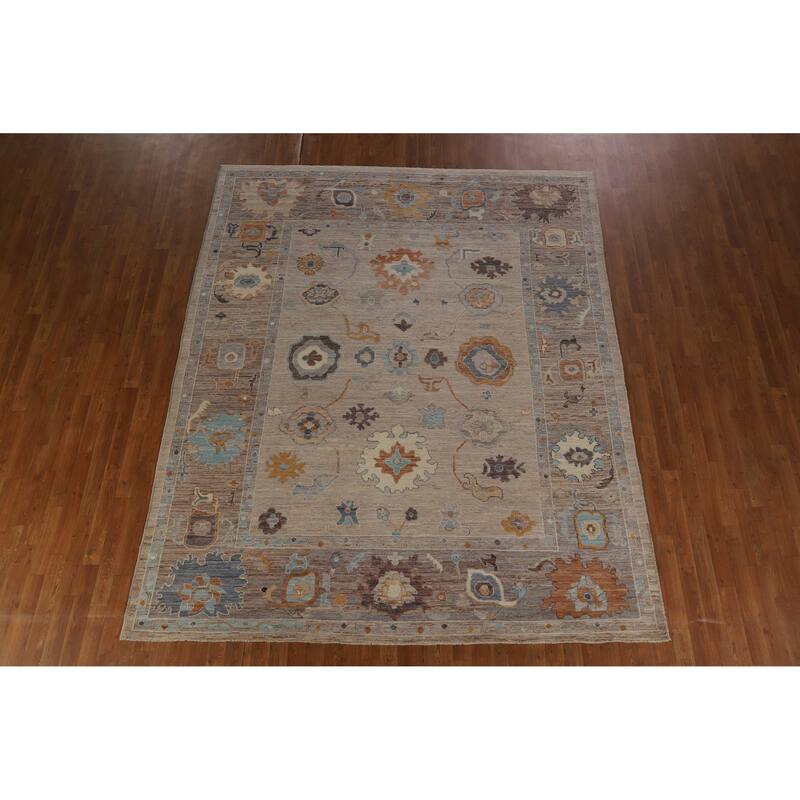 Hand Knotted Oriental 100% Wool Carpet Transitional All-Over Beige & Ivories Oushak Area Rug - 10' 0'' X 8' 2''