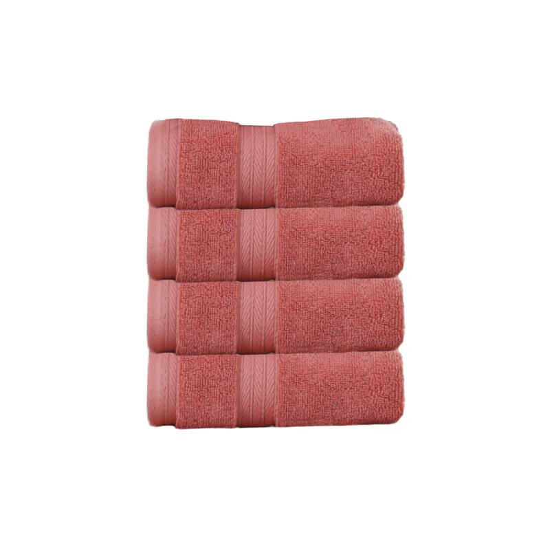 Home Weavers Elegance Essentials 550GSM Cotton Zero Twist Super Absorbent Hand Towel Set of 4 - 16"x24" - Coral