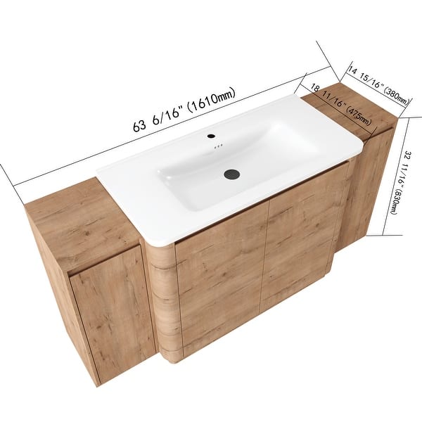 dimension image slide 6 of 10, BNK 36"/40"/48"/52"/60"/64"/84"/92" Bathroom Vanity With Sink, Freestanding Bathroom Vanity with Doors and Adjustable Shelf