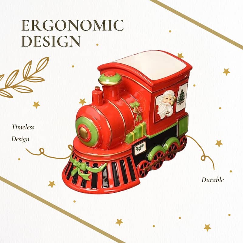 Spode Christmas Tree Figural Train Engine Candy Dish - 9.75" D x 8" H