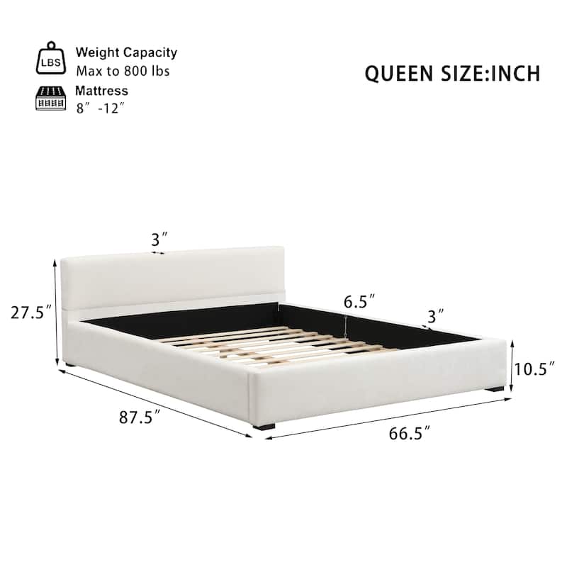 Christopher Knight Home-Zenobia Wide-Edge Polyester Upholstered Bed with Headboard