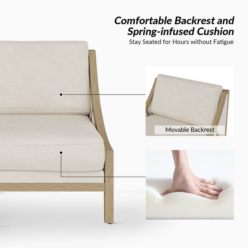 Kim Farmhouse Armchair with Solid Wood Legs