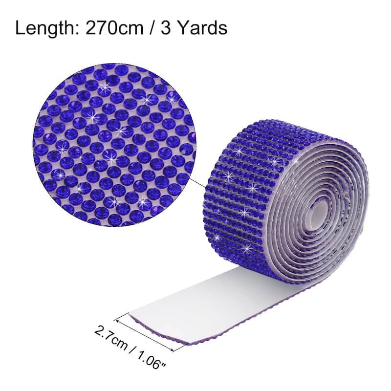 3Roll 3 Yards 8mm Diamond Ribbon White - Dark Blue - 27mm