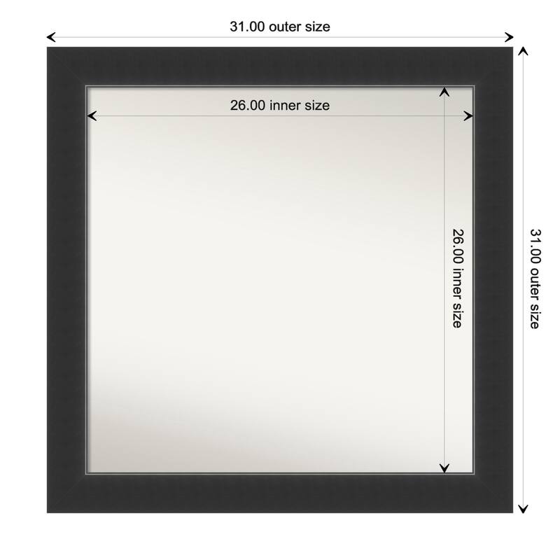Corvino Black Framed Non-Beveled Custom Wall Mirror, Bathroom Vanity Mirror - Outer Size: 31 x 31