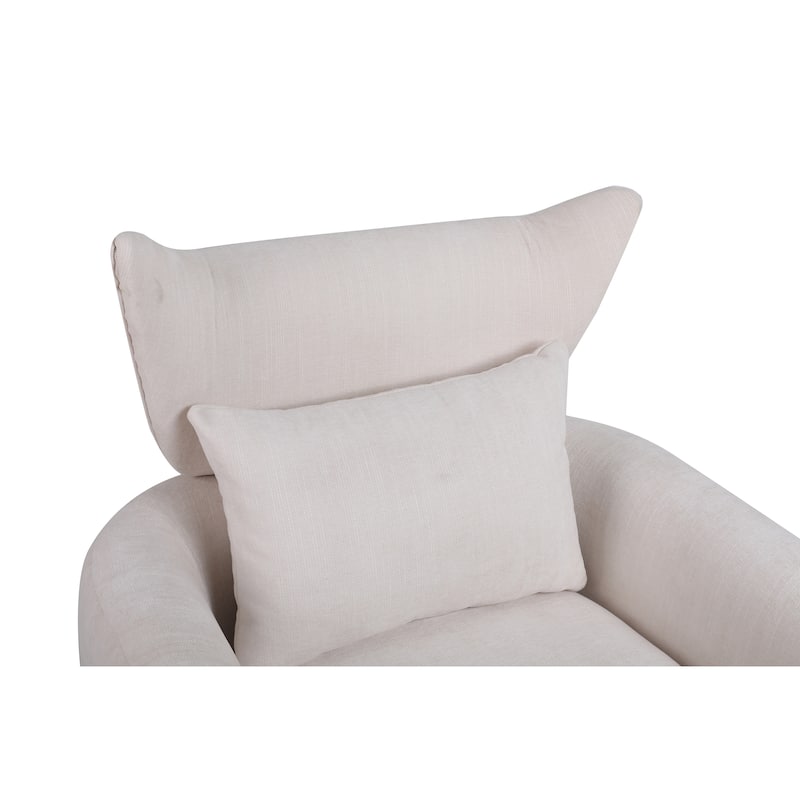 Beige 29.9" Swivel Accent Chair with Pillow