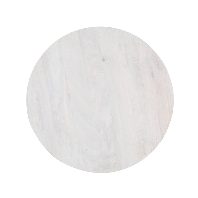 Everra Peace Sign Wood and Glass Round Coffee Table, 36"W x 36"D x 18"H, Natural Finish by Sevita - 36"W x 36"D x 18"H