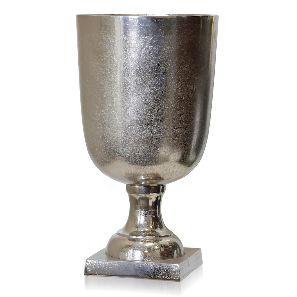 Cast Aluminum Large Planter - Silver - 10"D x 10"W x 18"H - 10"D x 10"W x 18"H