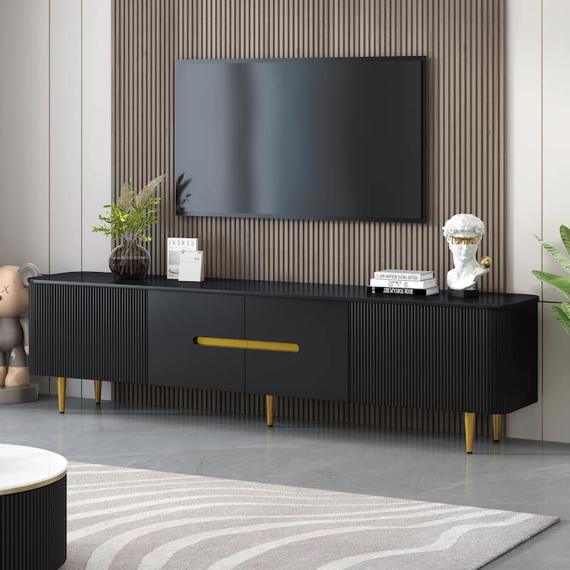 78.7"Minimalist TV Stand for TVs up to 85 Inches, Modern Entertainment Center Media Console with 4 Spacious Cabinets - Black