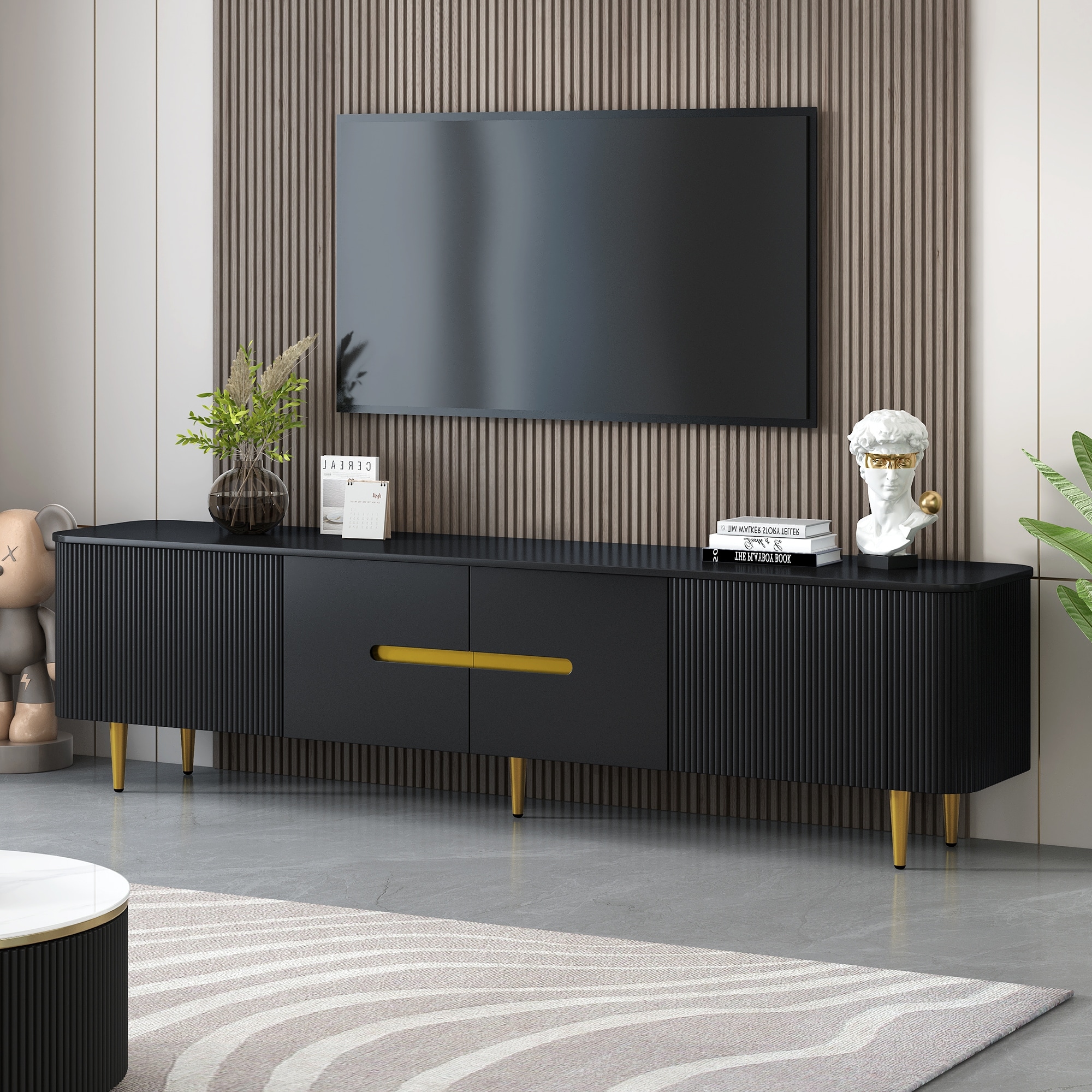 Modern TV Stand for 85 Inch TV with Storage Cabinets