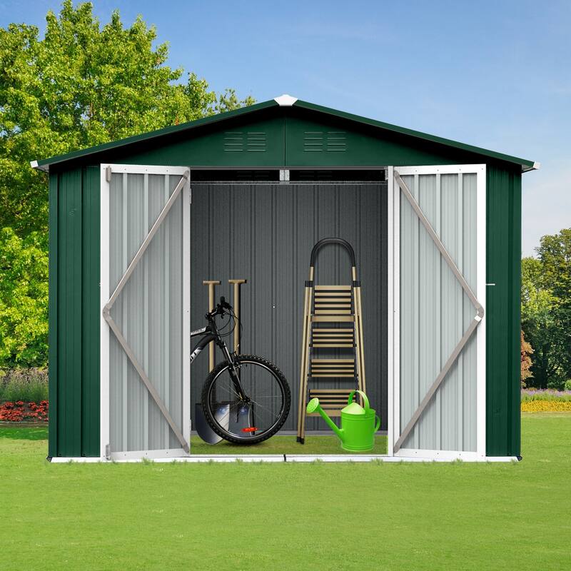 Metal garden sheds 6ftx8ft outdoor storage sheds - Green