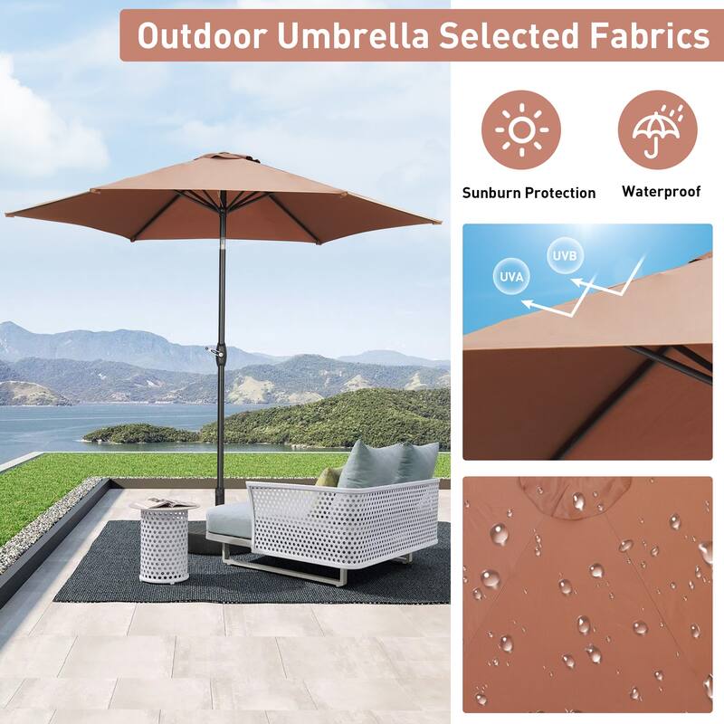 9ft Outdoor Patio Umbrella 6 Ribs with Tilt & Crank.