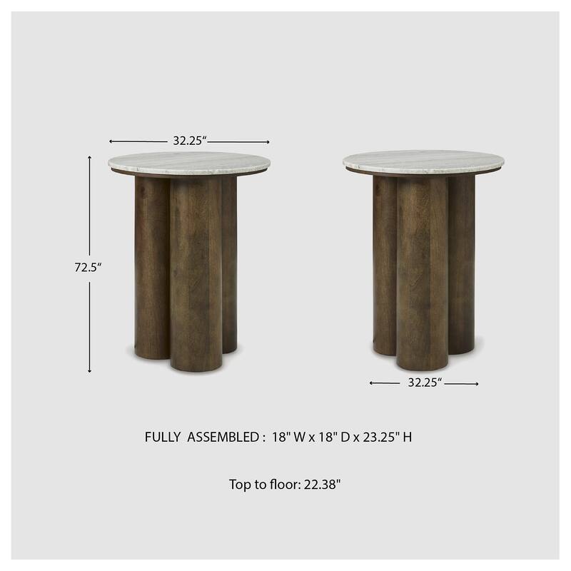 Signature Design by Ashley Henfield Beige/Brown Accent Table - 18" W x 18" D x 23.25" H