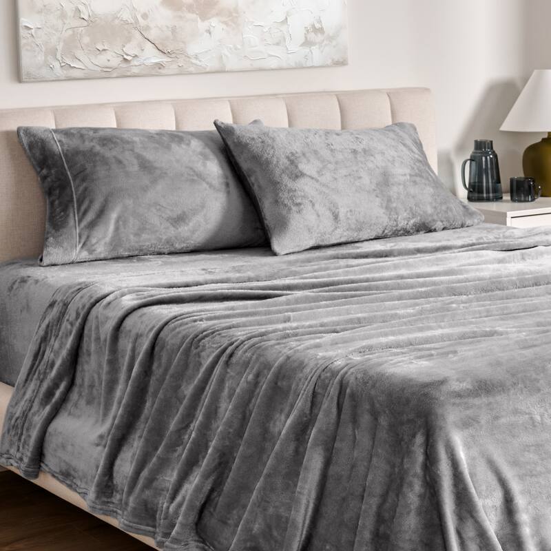 Bare Home Velvety Soft Microplush Sheet Set - Queen - Light Grey